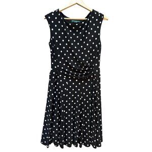 Lauren Ralph Lauren‎ Black & White Polka Dot Dress Career Office Women's Size 10